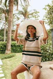 Quinn Stripe Top - Tan