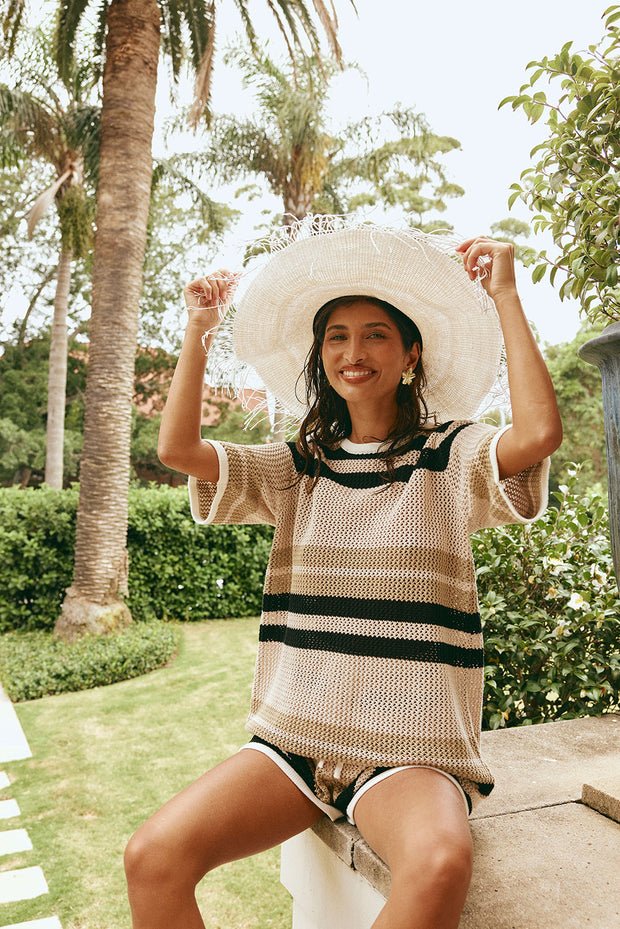 Quinn Stripe Top - Tan