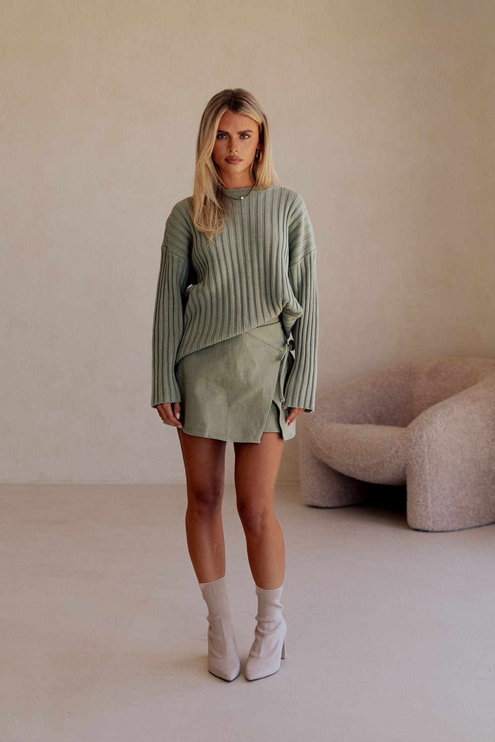 SAMPLE-Rocio Wrap Skort - Green