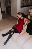 SAMPLE-Camellia Dress - Burgundy