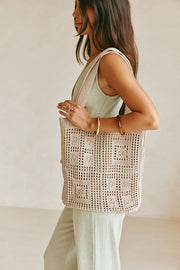 Sia Crochet Tote - Beige