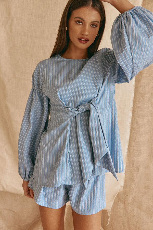Hailey Top - Blue Stripe
