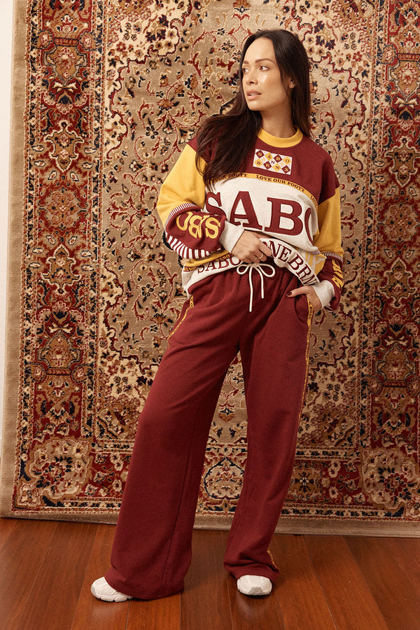 SAMPLE-Goal Pants - Maroon SABO x BRNX