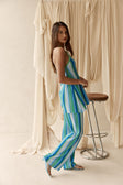 Revel Halter Top - Blue Stripe