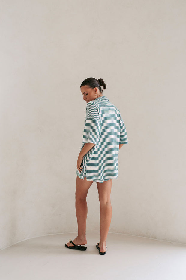 Mallory Top - Teal Stripe