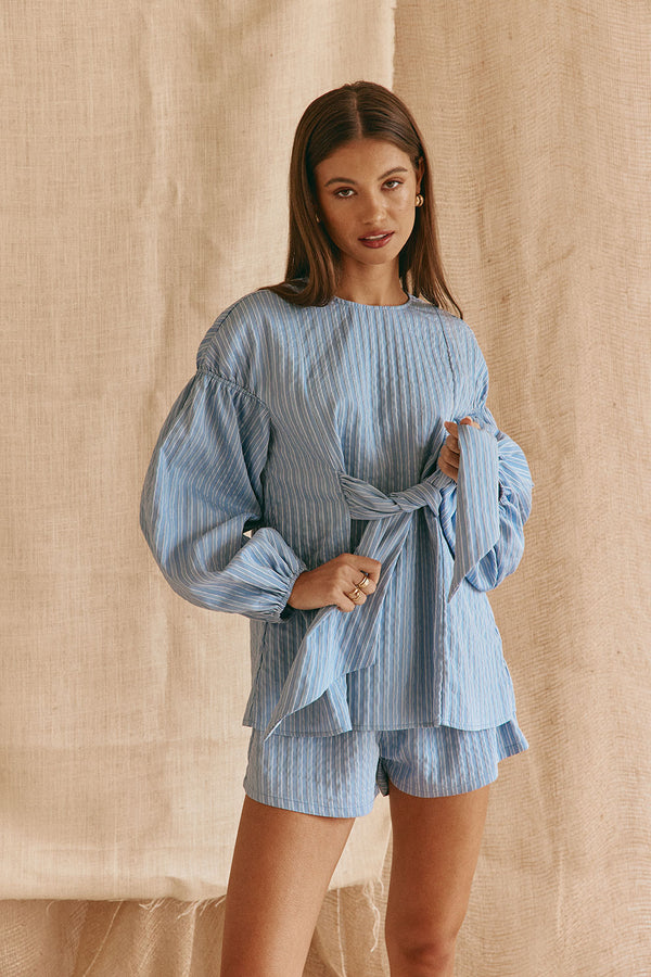 SAMPLE-Hailey Top - Blue Stripe