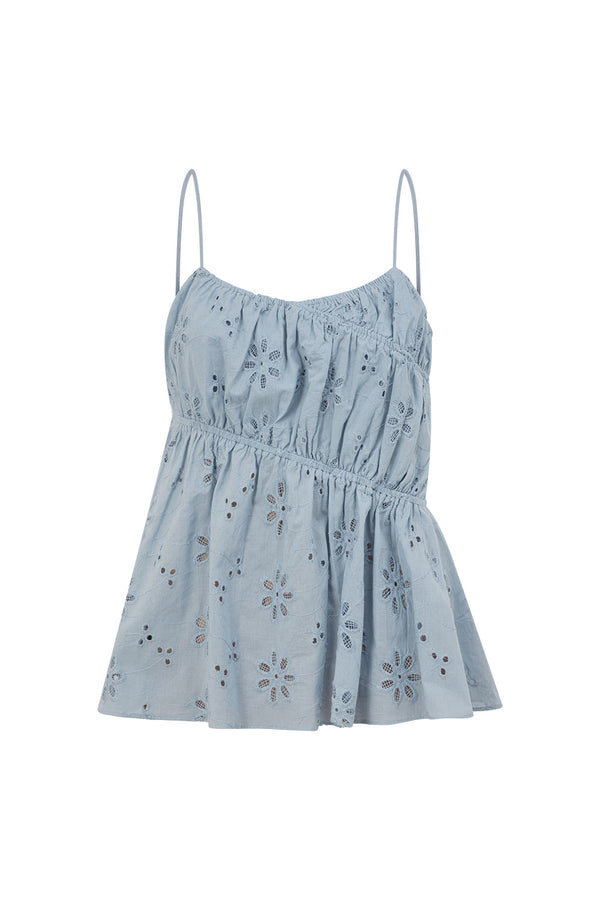 Octavia Top - Blue Broderie