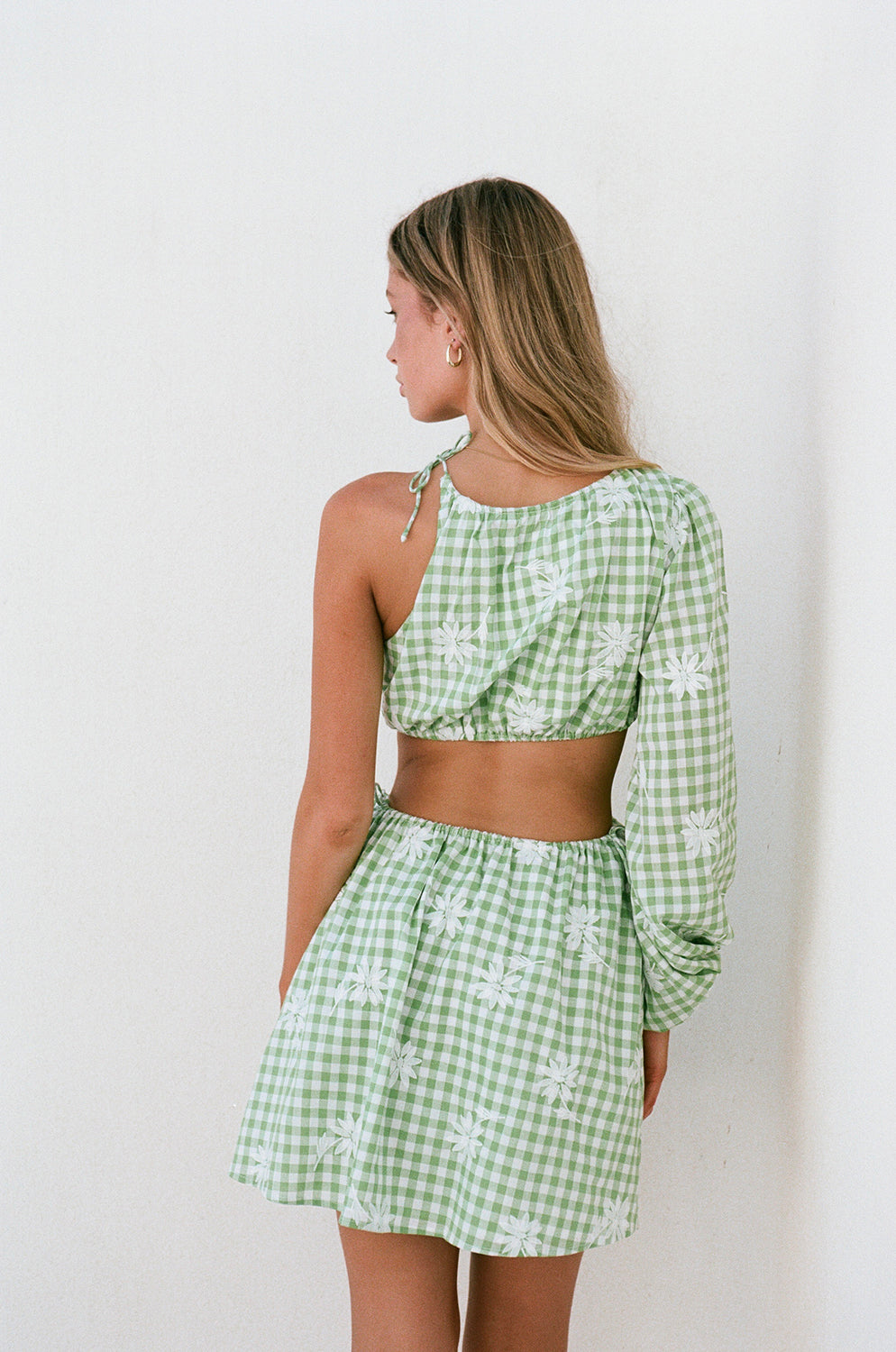 SAMPLE-Ronnie One Shoulder Dress - Gingham