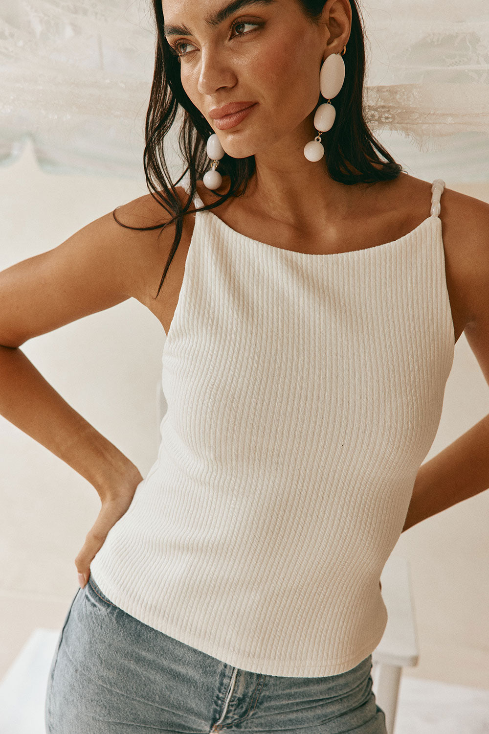 SAMPLE-Illaria Top - White Bead