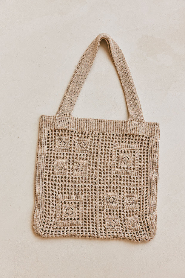 Sia Crochet Tote - Beige