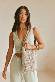 Sia Crochet Tote - Beige