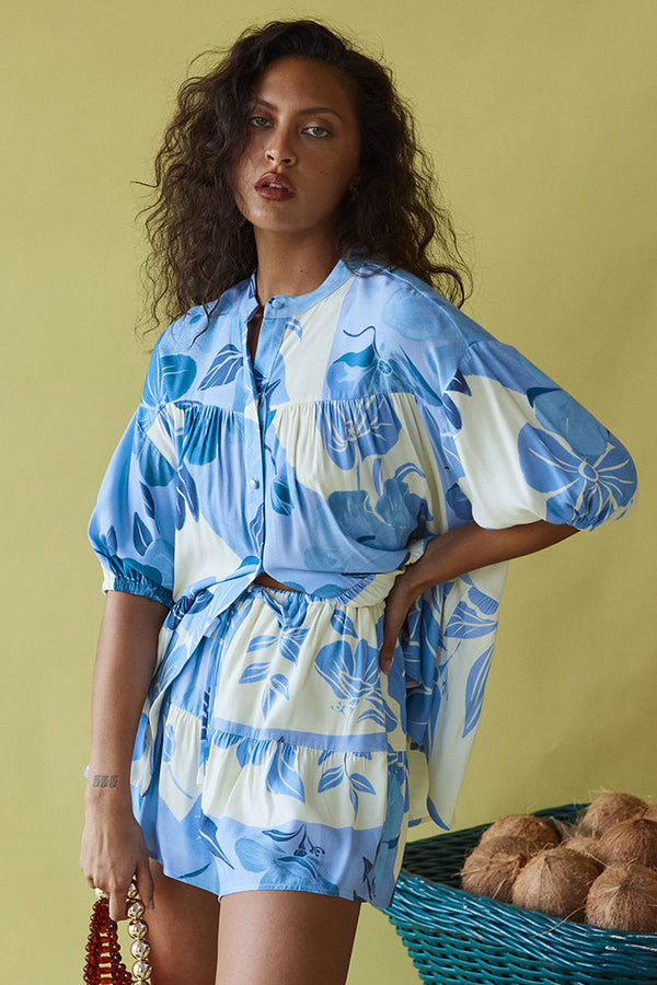Lani Shorts - Azure Bloom