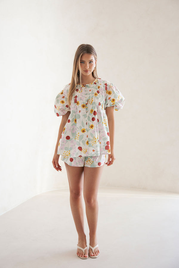 Leta Top - Royal Floral