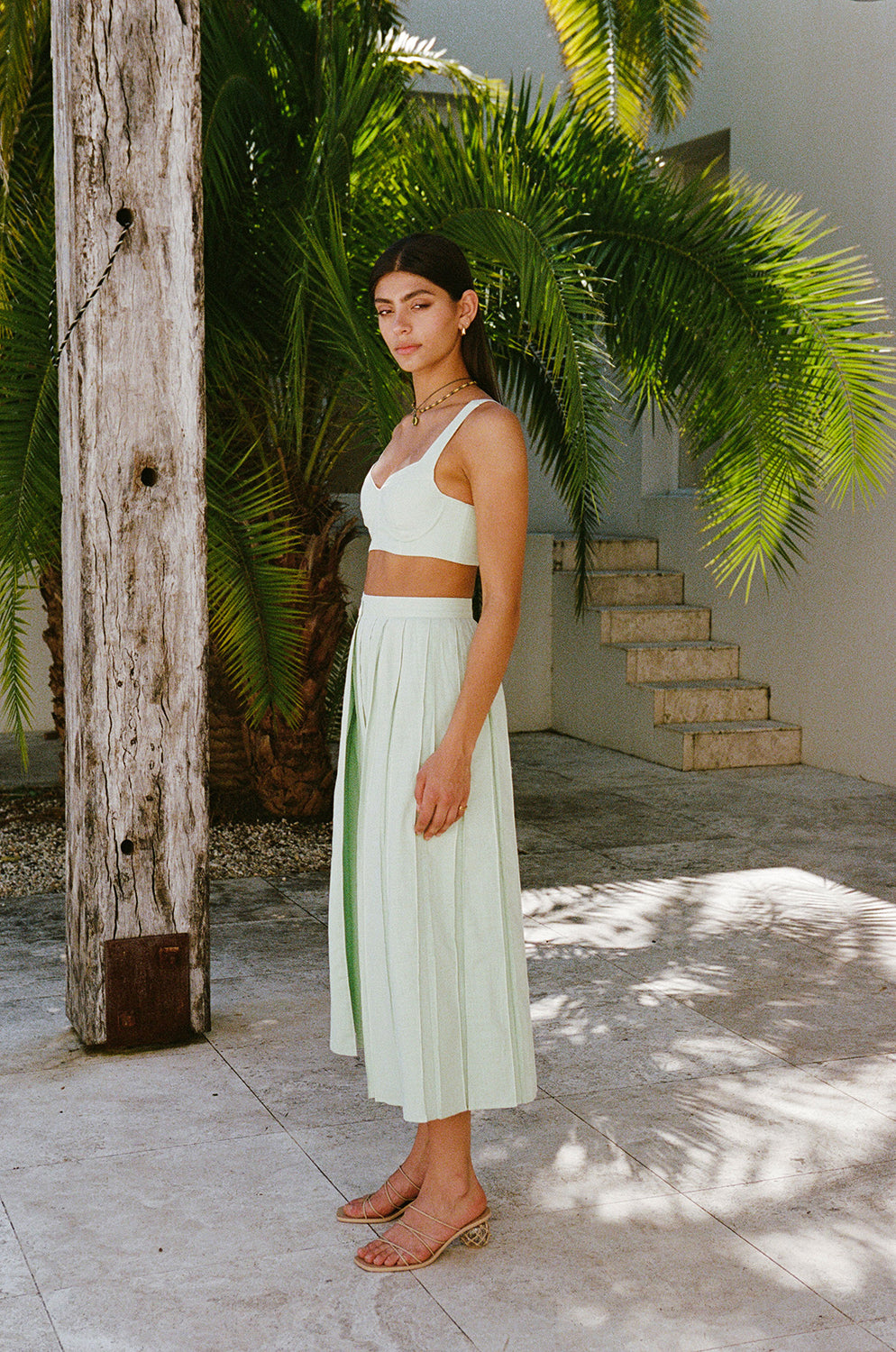 SAMPLE-Dien Wrap Skirt - Green