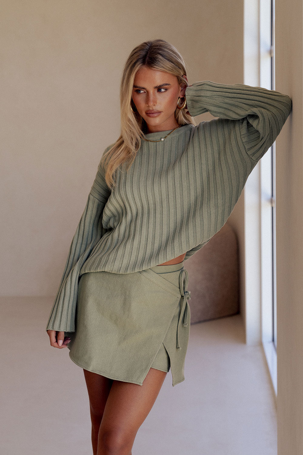 SAMPLE-Rocio Wrap Skort - Green