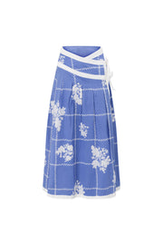 Estelle Midi Skirt - Check Flowers