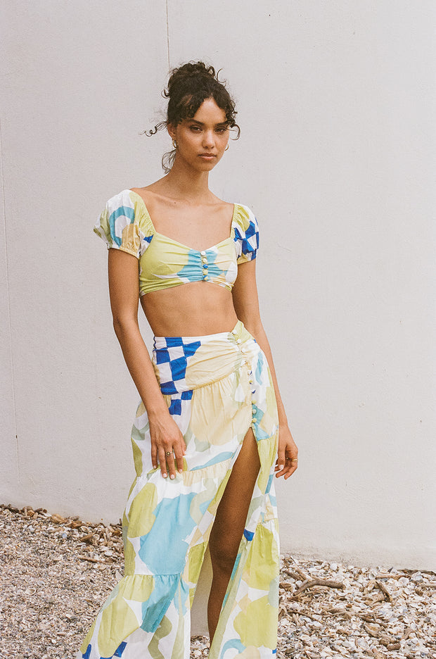 Bindi Maxi Skirt - Checker Floral Aliza