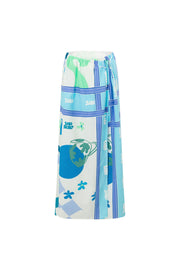 Naya Wrap Skirt - Scarf Azure