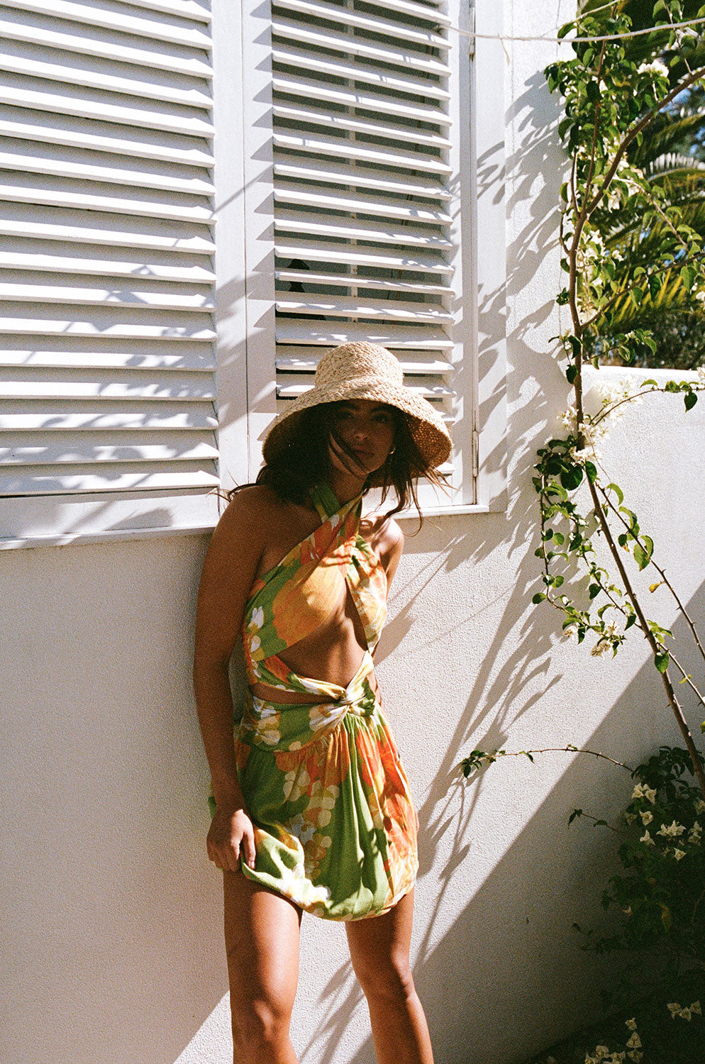 SAMPLE-Amina Halter Dress - Floral Sunset