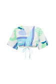SAMPLE-Naya Wrap Top - Scarf Azure