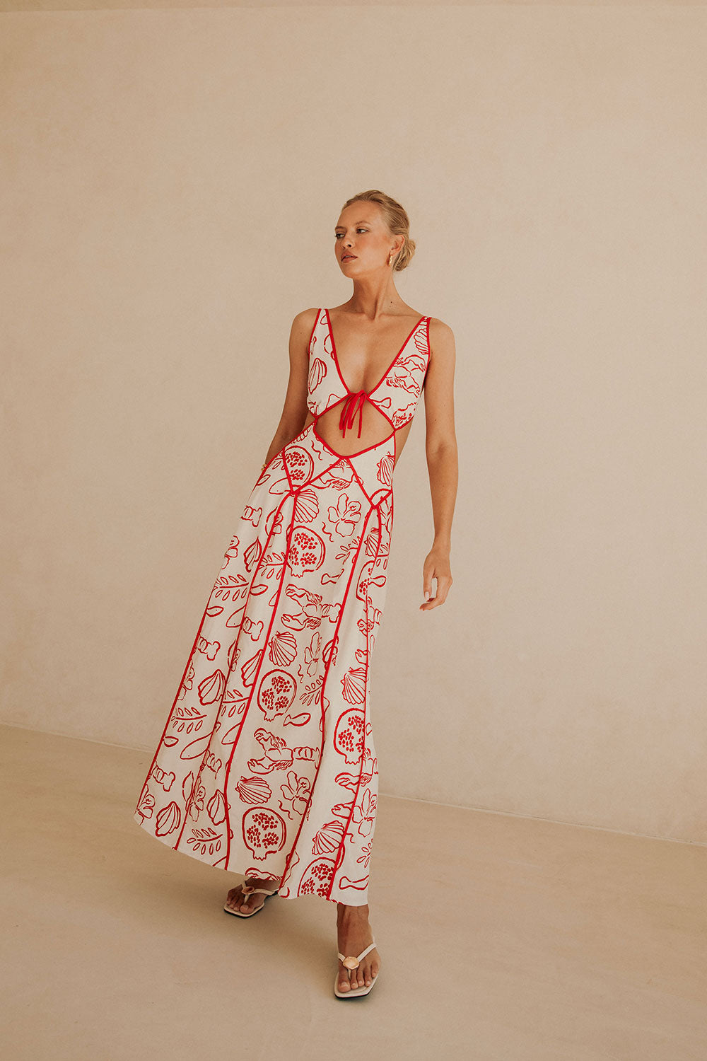 SAMPLE-Eliska Dress - Shoreline Red