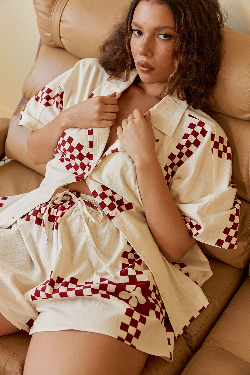 Seona Top - Checker Plaid