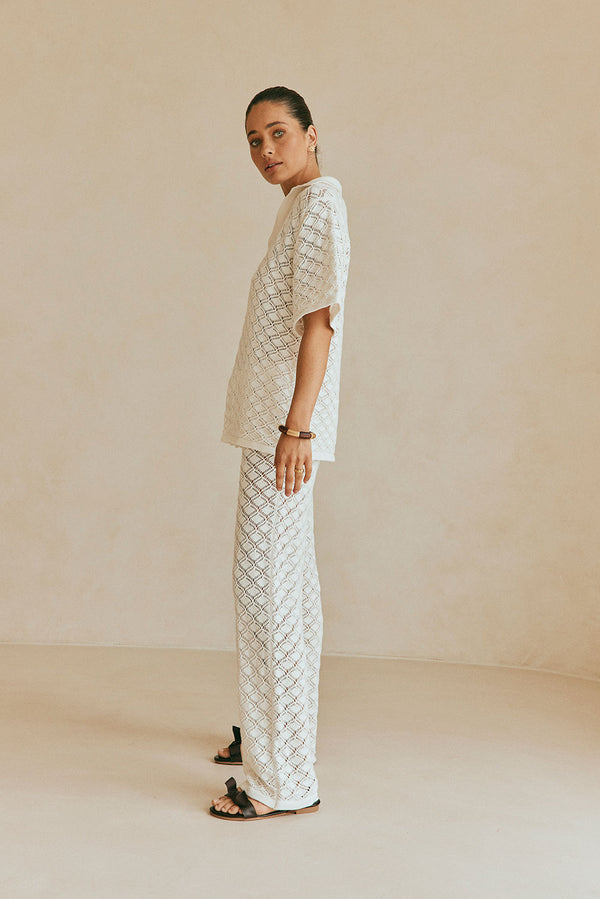 Aya Pants - White Knit