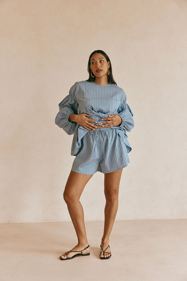 Hailey Shorts - Blue Stripe