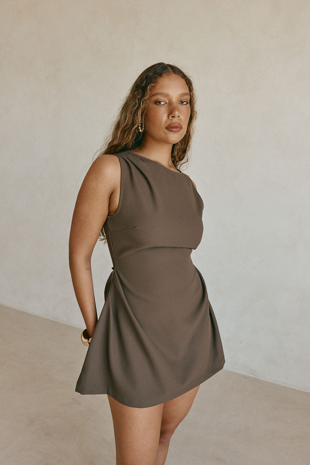 SAMPLE-Camellia Dress - Chocolate