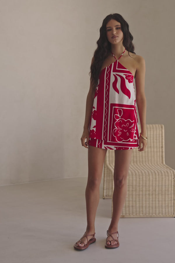 Tamsin Dress - Red Voyage