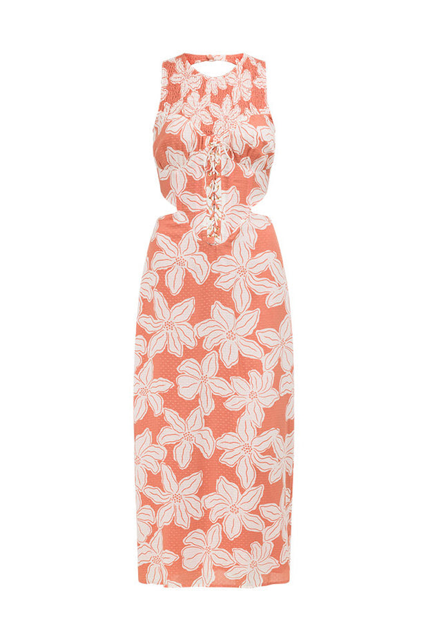 Peaches Backless Dress - Forest Floral