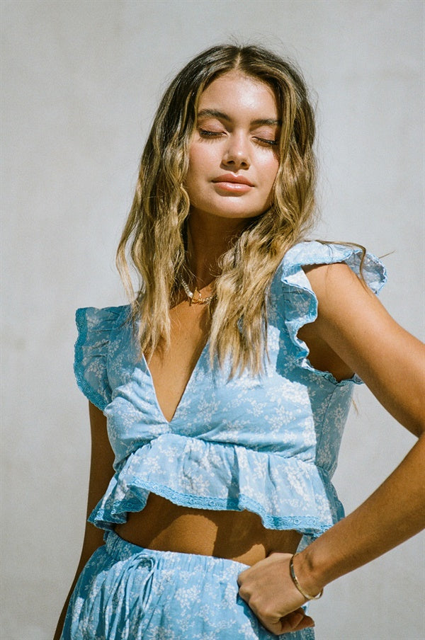 SAMPLE-Renata Frill Top - Azure