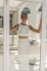 SAMPLE-Heather Knit Skirt - White
