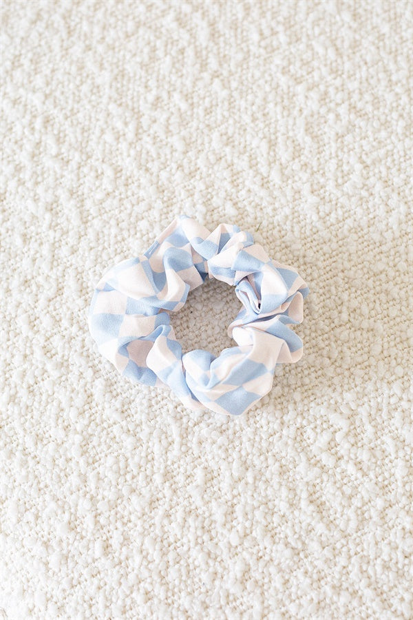 Blue Checkered Scrunchie